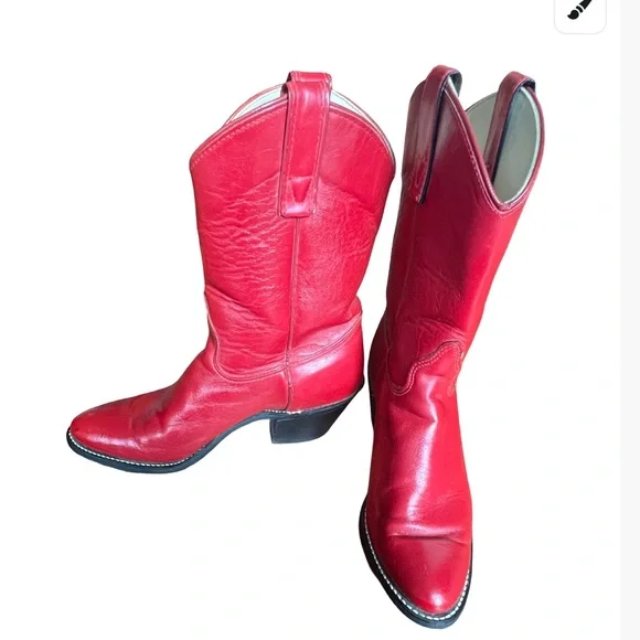 Vintage Kenny Rogers Red Leather Cowboy Western Boots size 6M! - Picture 2 of 12